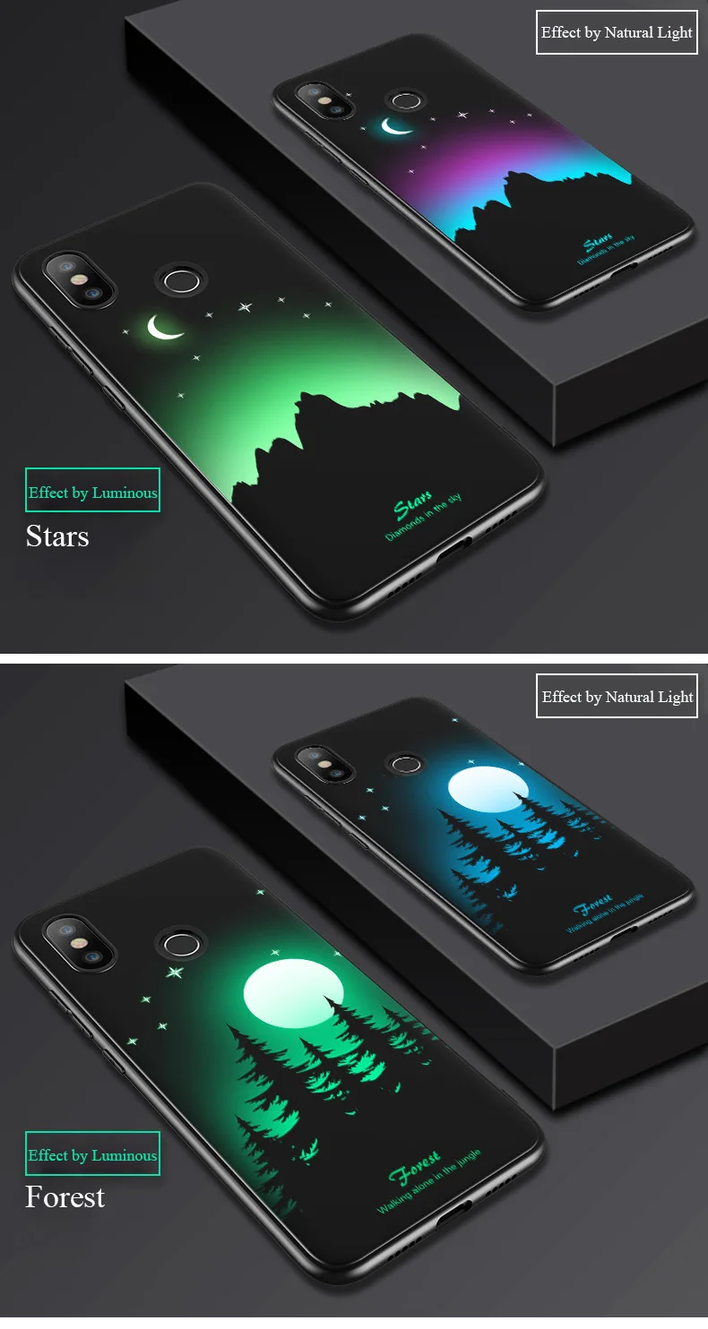 Luminous Soft Back Cover Case Silicon Cover for Xiaomi 6X Redmi S2 Mi 8 Mi 8SE (18)