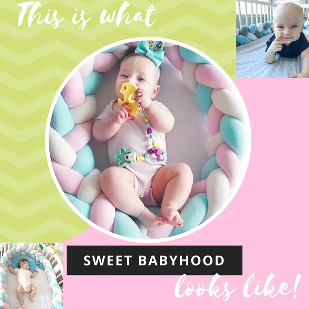 Baby Unisex First Quality Cotton Blends Colorful Soft Knot Pillow Braided Crib Bumper Decorative Bedding Cushion clothes