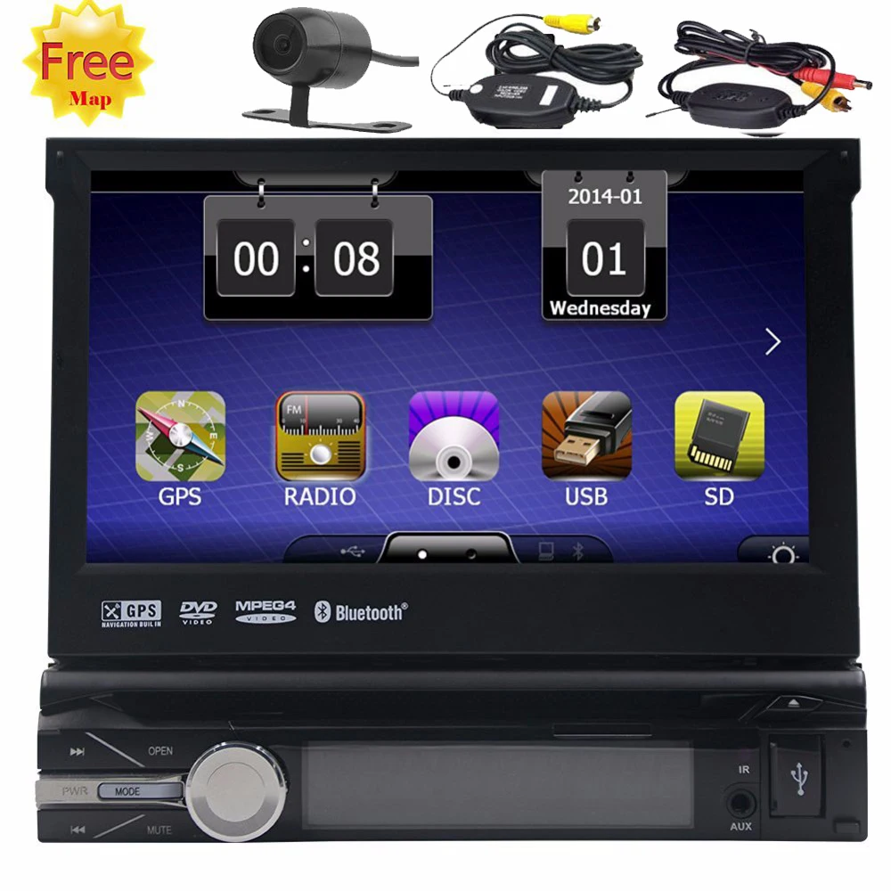 

1Din Car Radio Stereo Digital Detachablel Panel Screen Monitor 8GB GPS Navigation Car gps map Headunit Reversing Camera Car DVD