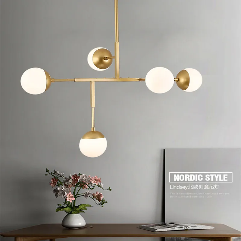 

Modern Creative Restauramt Pendant Light 5 Heads Loft Art Molecular Balls Livingroom Study Led Hanging Light Fixtures 90-265V