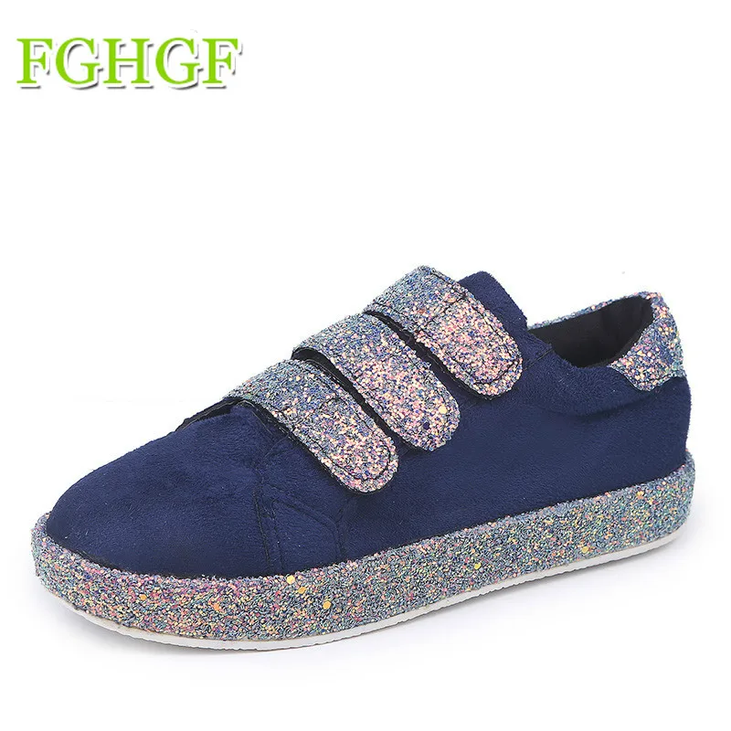 

2018 Fashion Female Footwear Diamond Flats Casual Shoes Women Slip Sneakers Silver Loafers Crystal Leather Girl Trainers