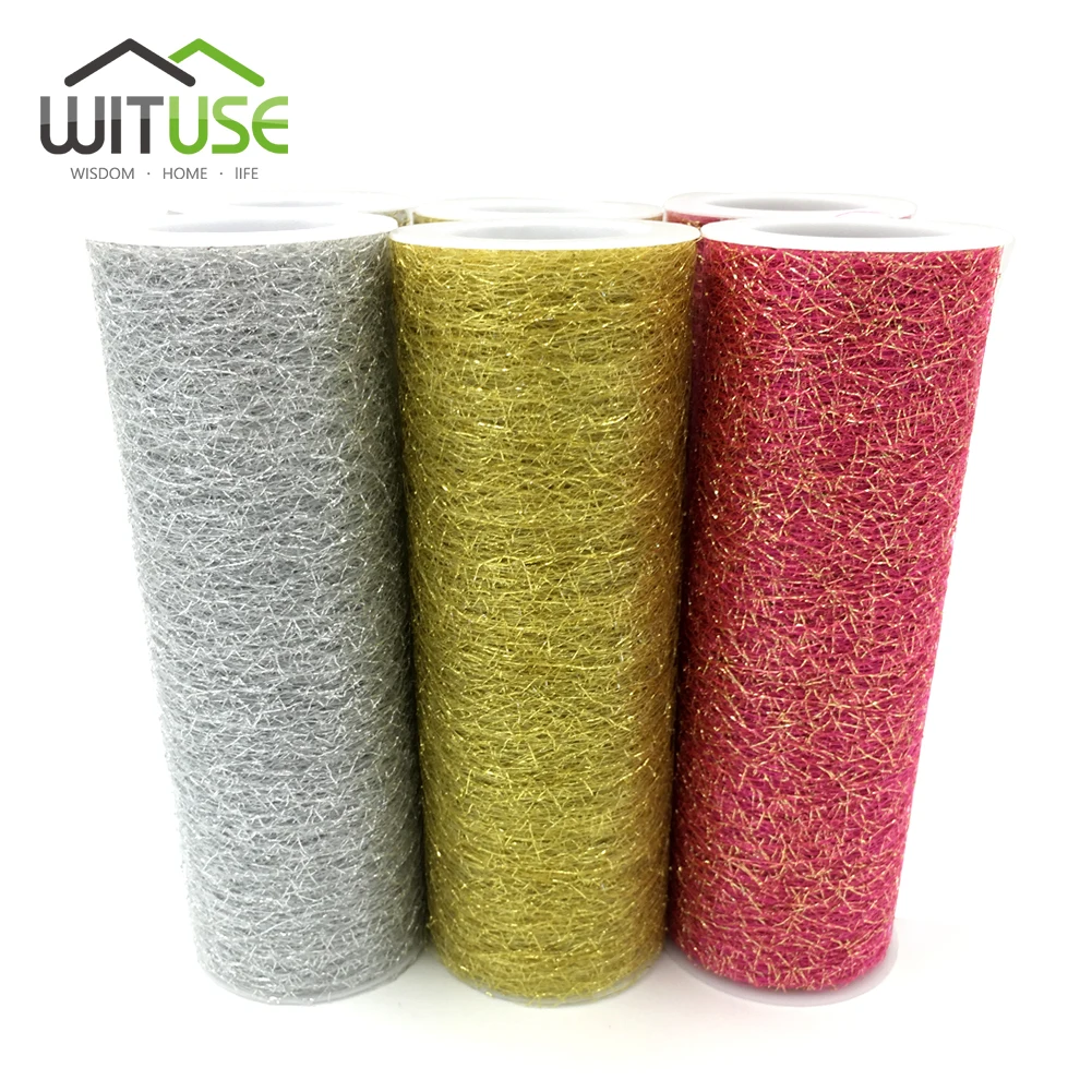 Tulle Mariage Rouleau De Tulle à Paillettes 22.8m X 15cm - Décoration Mariage, Fête DIY (Jaune Fluo) Tulle Gras