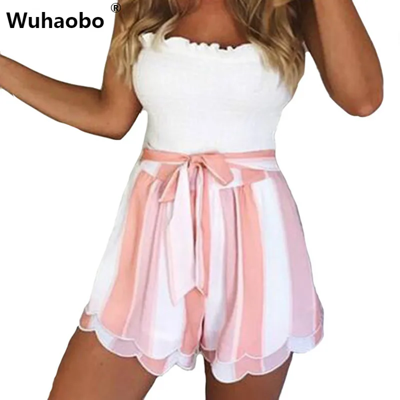 Beach Petal Striped Casual Women Shorts Sash Fashion Streetwear Printed High Waist Summer Female