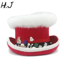 Топ шляпа 13,5 см(5,31 дюйма) шерсть красный для женщин и мужчин Рождественский топ шляпа для моды леди королева fedora волшебное шоу шапки
