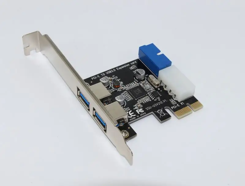 

Adeeing USB 3.0 PCI-E Expansion Card Adapter External 2 Port USB3.0 Hub Internal 19pin Header PCI-E Card IDE Power Connector
