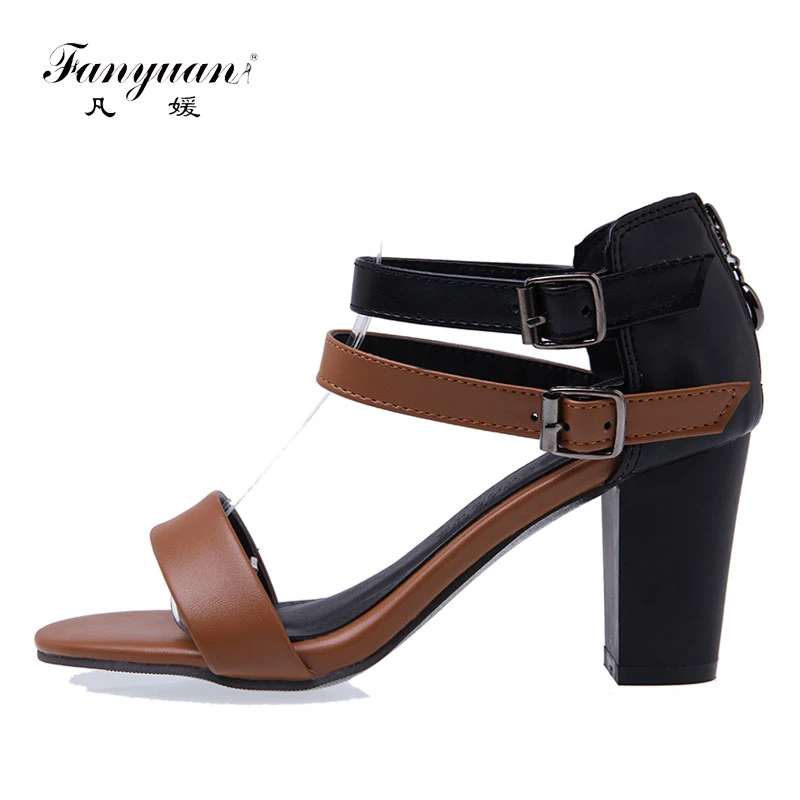 chunky heel strappy sandals