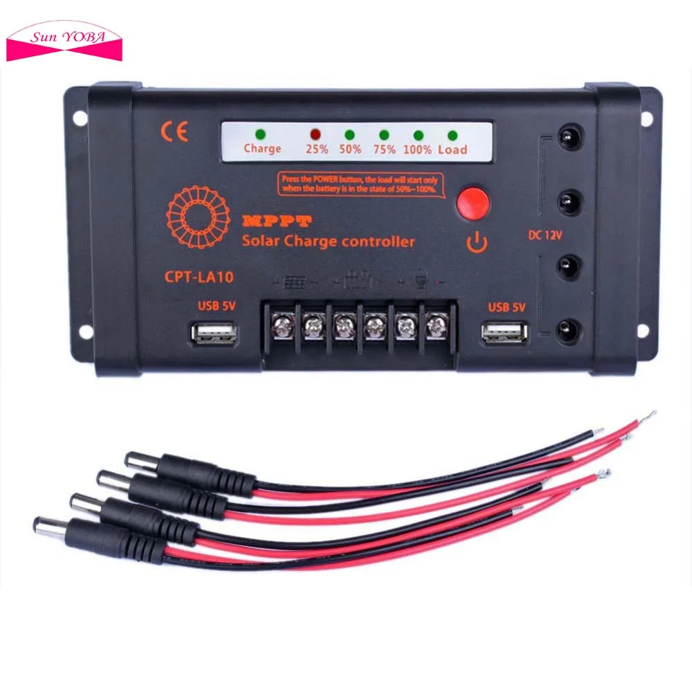 10A 12V/24V MPPT Solar Panel Regulator Charge Controller 55V Input & DC