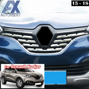 

AX Chrome Front Grid Grill Grille Bonnet Cover Center Mesh Guard Decor Bezel Frame Trim For Renault Kadjar 2018 2017 2016 2015