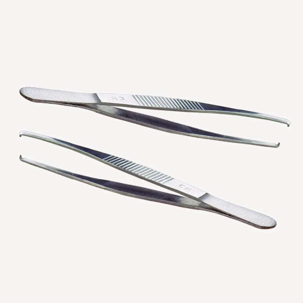 50Pcs/Pack Surgical Dental Tweezers Stainless Steel Precision Long