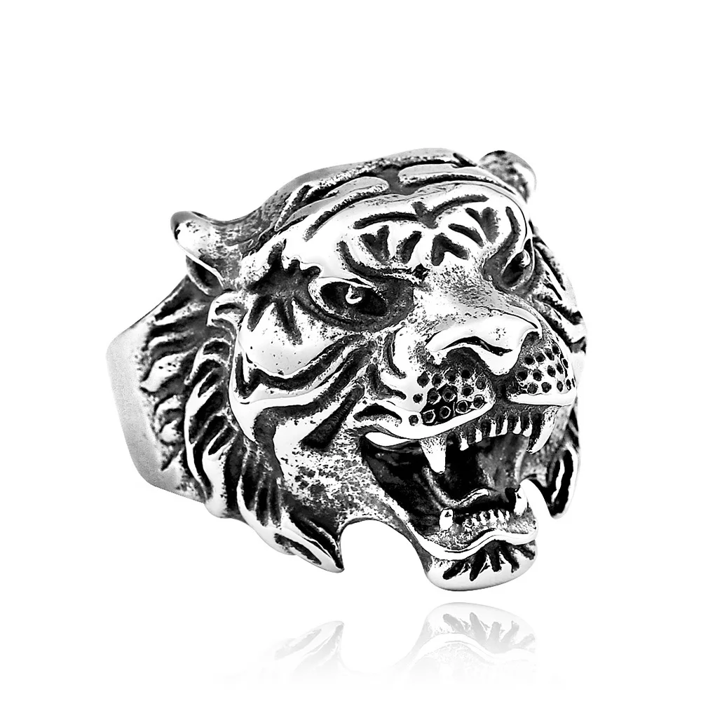 

stainless steel tiger head ring cute unique jewelry ring titanium steel cool ring