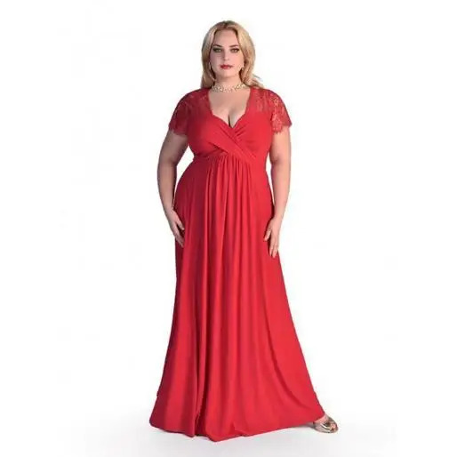 

Party Women Dress 2019 Plus Size XL-6XL Chiffon Maxi Dress Elegant Ladies Wear Sexy Lace Patchwork Vintage Party Dress M363