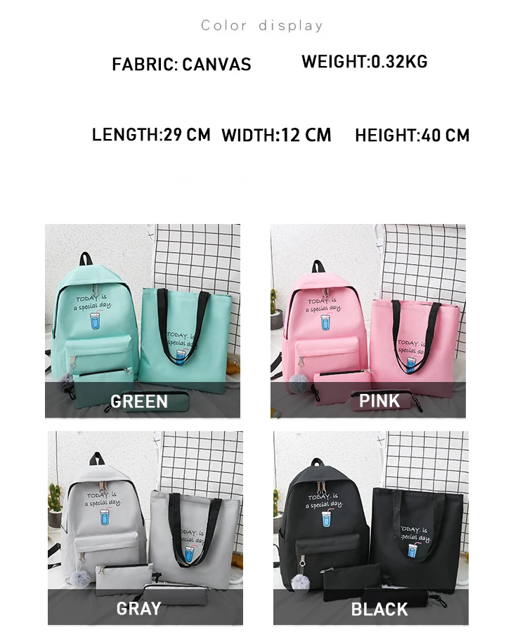 4set Backpack Fashion Women Backpack Canvas Shoulder Bags Printing Girl School bag Mochilas Female Children Student Backpack 2 HTB1o36KXKL2gK0jSZPhq6yhvXXad