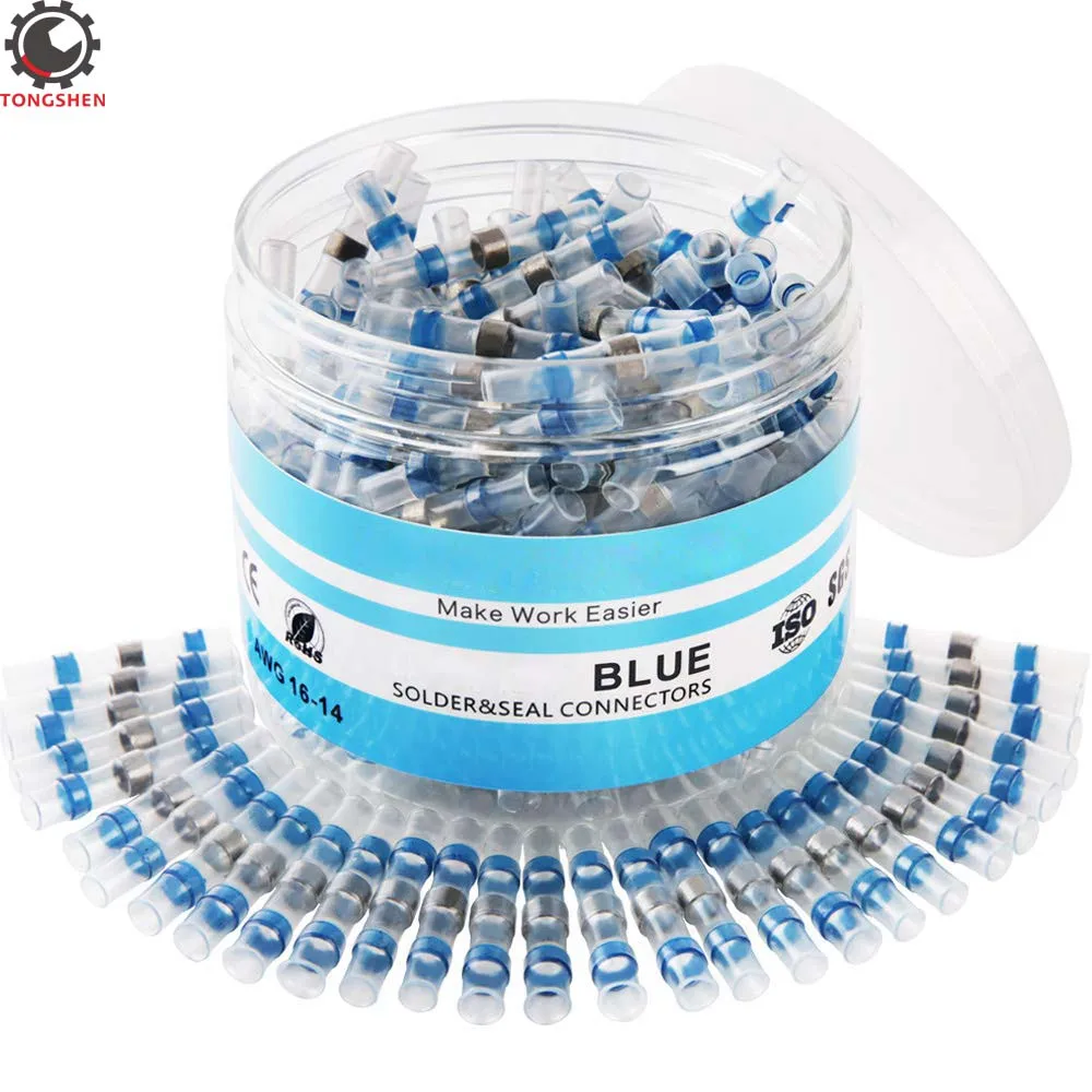 

40PCS Solder Seal Wire Connectors Heat Shrink Butt Connectors Electrical Insulated Marine Waterproof Automotive Terminals Blue