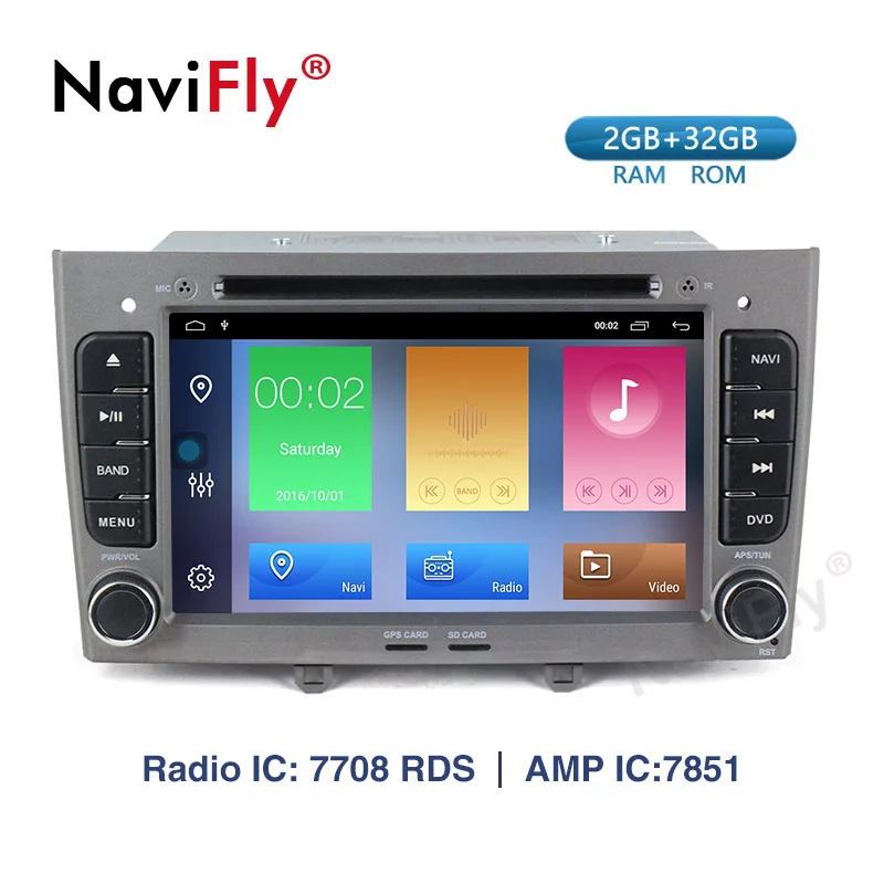 Navifly! 2G+ 32G Android 9,1 2din автомобильный dvd Радио аудио gps навигация для PEUGEOT 308 2007-2013408 2011- стерео головное устройство