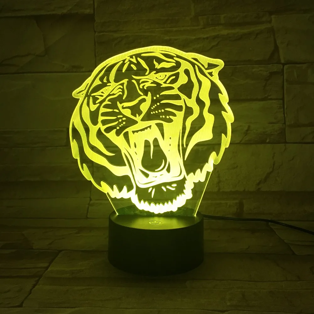 Tiger Color Lamp 3d light fixtures LED RGB deco lighting USB Touch