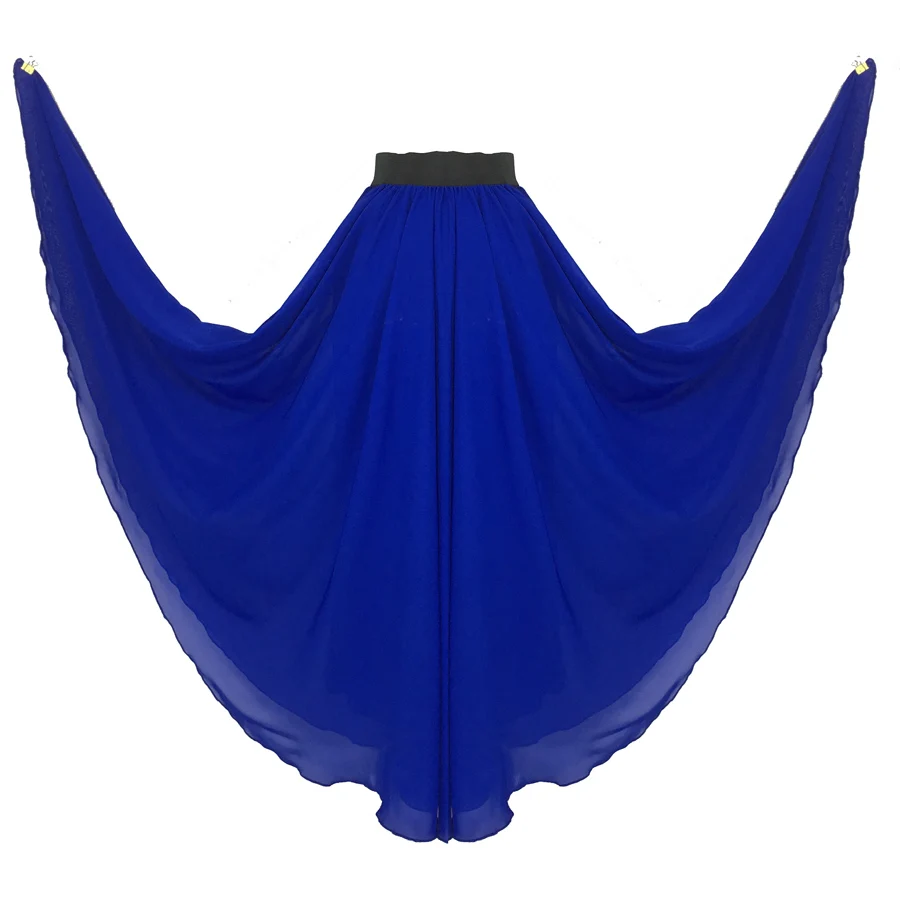 EdspLovd 8 м подол плюс Размеры Королевский синий юбка Для женщин макси-юбка из шифона Повседневное длина в пол однотонное Цвет A35