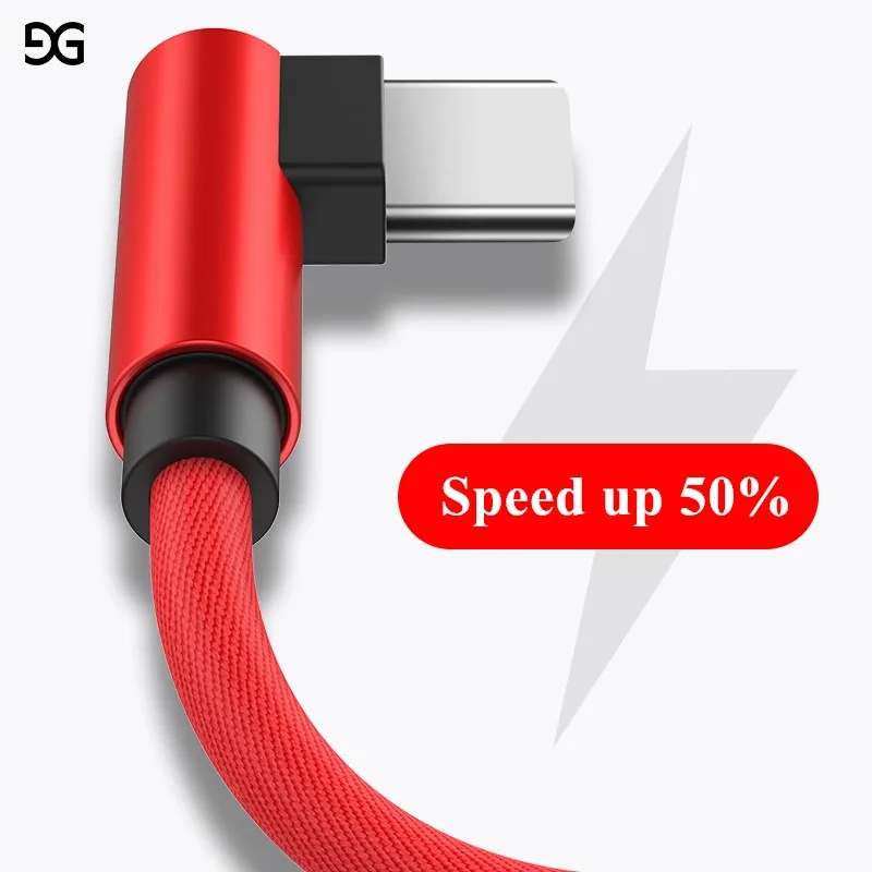 

GUSGU USB Type C 90 Degree Fast Charging usb c cable L Type-c data Cord Charger usb-c For Samsung S8 S9 Note 8 Xiaomi mi5 mi6