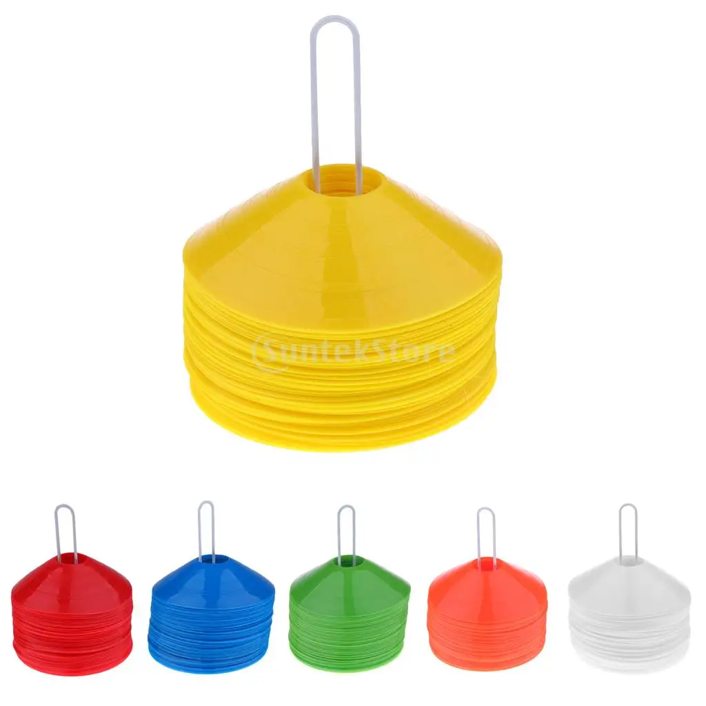  50 Pcs Multifunction SOCCER Pro Disc Cones / Football Boundary Marker, Agility Training Aids - 6 Colors Available 