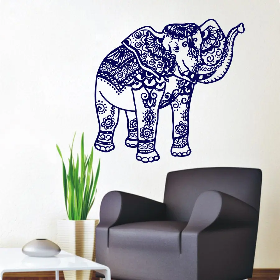 22X23inch Removable Wall Stickers Elephant Wall Decal Indian Vinyl Sticker Home Decor Bedroom