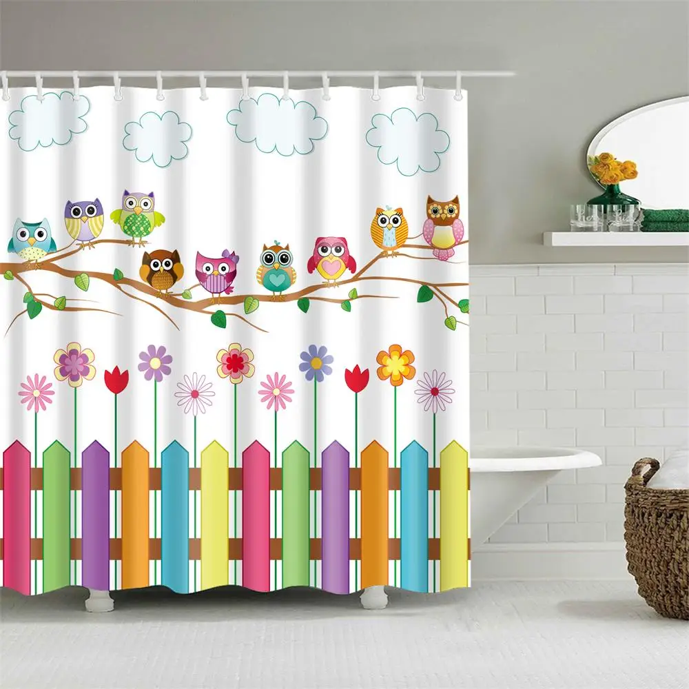 Дети Cartooon Ванная комната Душ шторы модный дизайн сова кактус якорь штора для ванной шторка для ванной