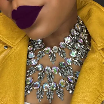 

Dvacaman 2016 Multi-layer Gem Handmade DIY Bib Beads Vintage Maxi Necklace & Pendants Bijoux Statement Collar Necklace 8271