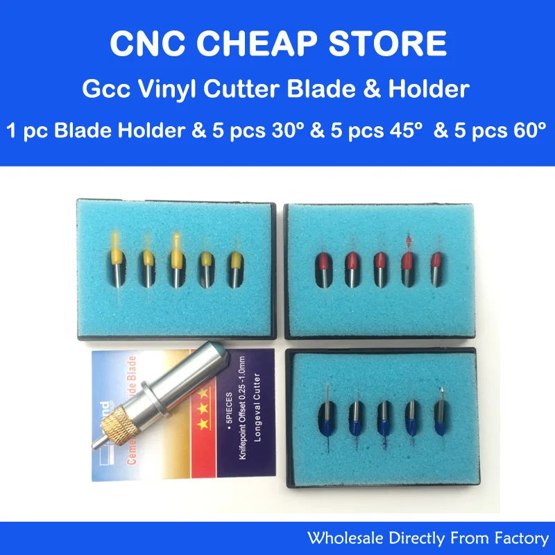 15pcs Cutting Plotter Vinyl Cutter Knife 30 45 60 Degree Blades+ 1pc GCC SIGN PAL Replacement Holder | Инструменты