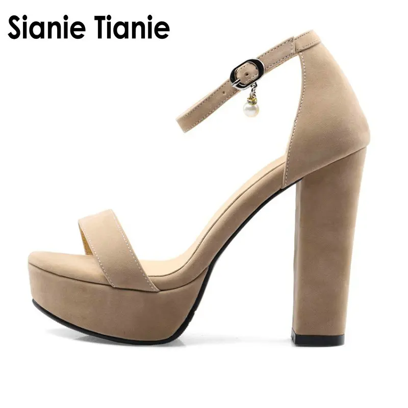 

Sianie Tianie 2019 summer woman shoes open toe bukle strap 12cm extreme high heels female women platform sandals big size 45 46