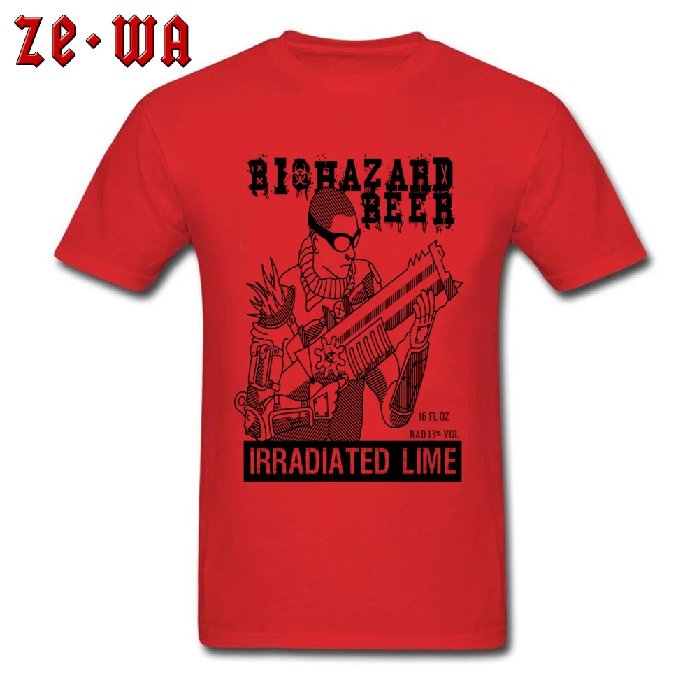 Biohazard Beer Top T-shirts Short Sleeve Leisure Dominant Men Summer/Fall Tops Shirts Leisure Tops Shirts Round Neck 100% Cotton Biohazard Beer red