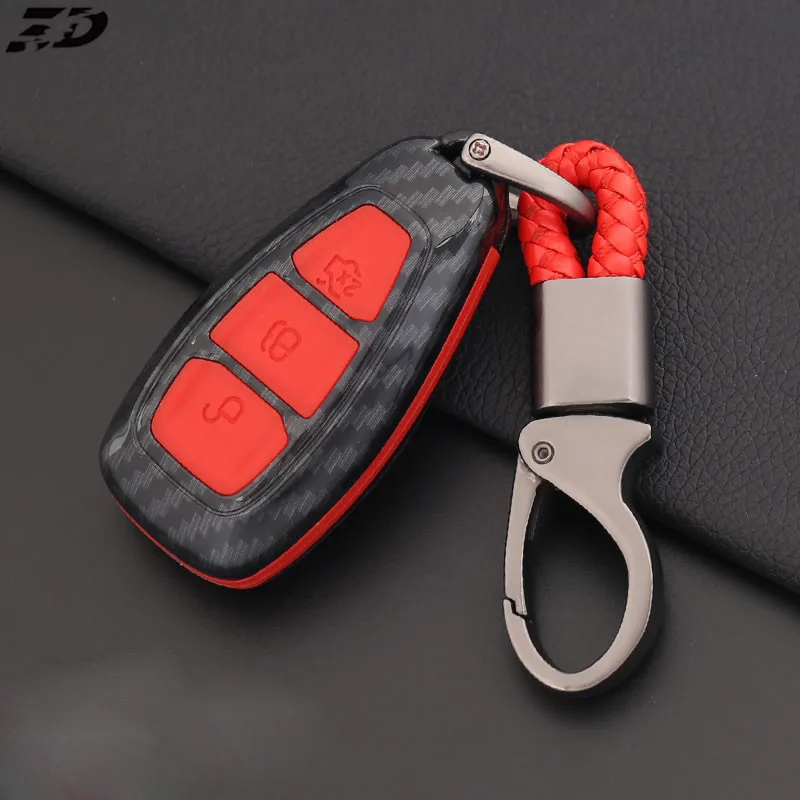 

Carbon Fiber+Silicone Key Remote Key Fob Case Cover for Ford Focus 3 4 MK3 MK4 Fiesta Mondeo Ecosport Kuga Focus ST