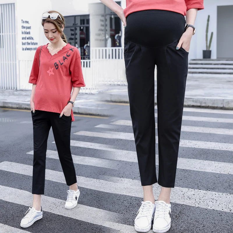 Maternity pants summer Ninth Pants Casual Pants Loose Comfy Belly