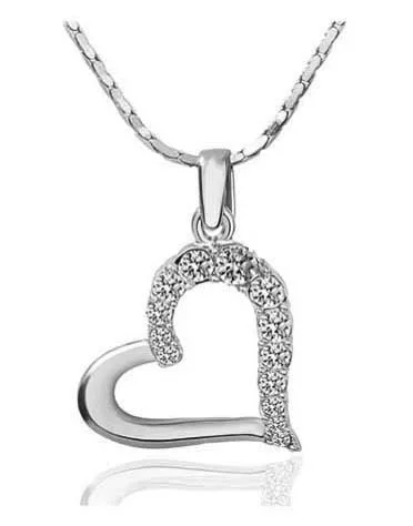 Factory Sales s Quality Austrian Element Crystal Love Heart Pendant Link Necklace fashion crystal Jewelry Lovely gift - Image 2