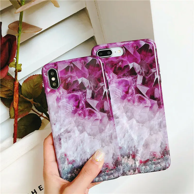 

Case For iPhone 6 8 7 Plus Soft Pastel Marble Pattern Cover Shockproof Painting Wine Red Skin