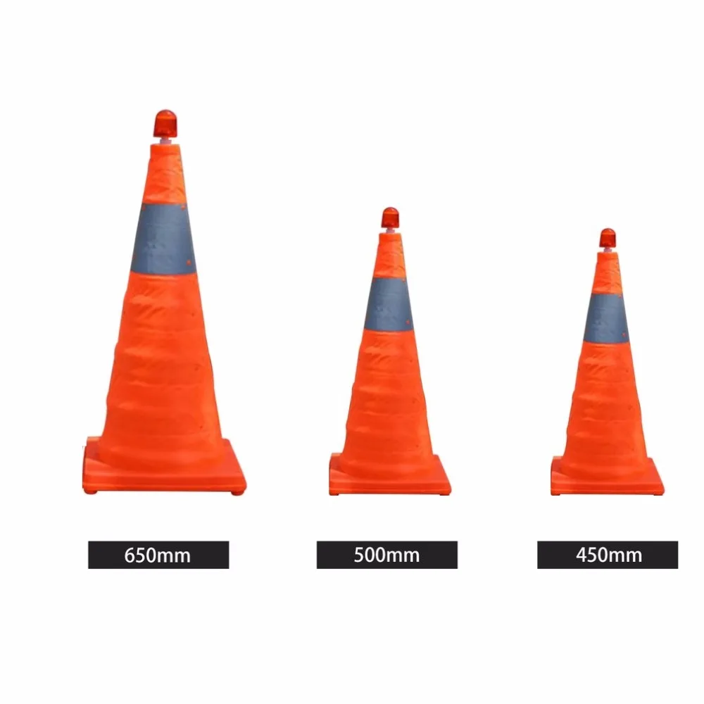 

New Telescopic Folding Road Cone Barricades Warning Sign Reflective Oxford Traffic Cone Traffic Facilities For Road Safety 650mm