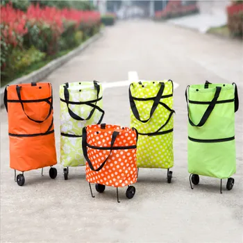 

Factory wholesale custom Korean fashion tug bag Folding shopping bag Folding wheel bag customized LOGO