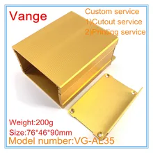 1 шт./лот золотой цвет пескоструйная обработка алюминиевый материал diy коробки 6063-T5 алюминиевый корпус 76*46*90 мм для проекта усилителя