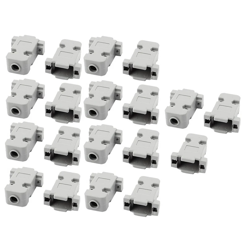 

19 Pcs D-Sub DB9 9Pin Connector Plastic Hood Cover Housing Shell Gray
