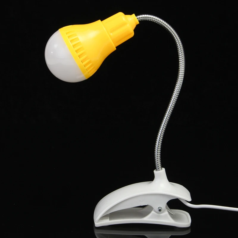 Portable 360 Adjustable USB Plug LED Clamp Night Light Compact Bed Desk Edge