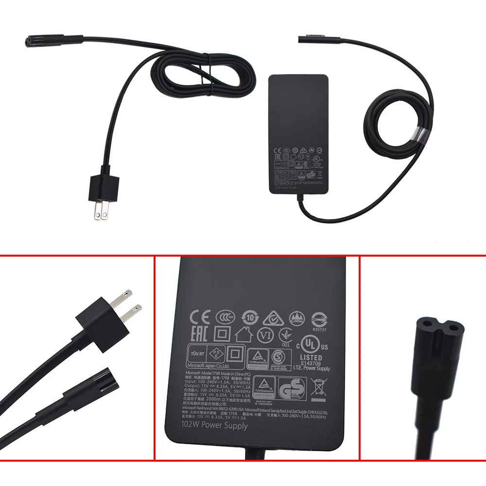 

New AC Power Adapter Charger 102W For Microsoft Surface Book 2 1798