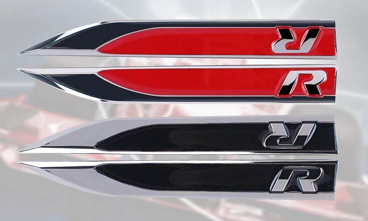 2 шт. крыло эмблема значок металлический сплав R логотип Стикеры для VW Golf 6 7 MK7 MK6 GTI Tiguan поло CC Jetta R32 R36 R400 R50