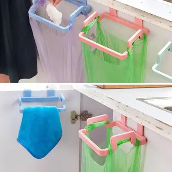 

1Pcs Kitchen Gadgets Cabinet Door Garbage Bag Shelf Kitchen Tools Rack Hanging Storage Trash Rack Kitchen Accessories Goods