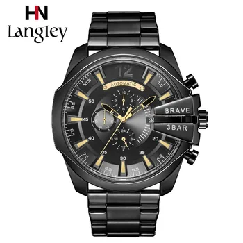 

LANGLEY Men Self-winding Automatic Mechanical Watches Gold Fashion Army Military Male Clock Watches Gifts Heren Horloges #a