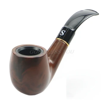 

New Traditional Style Ebony Wood Nature Handmade Tobacco Smoking Pipe Bent Round Drop Shipping