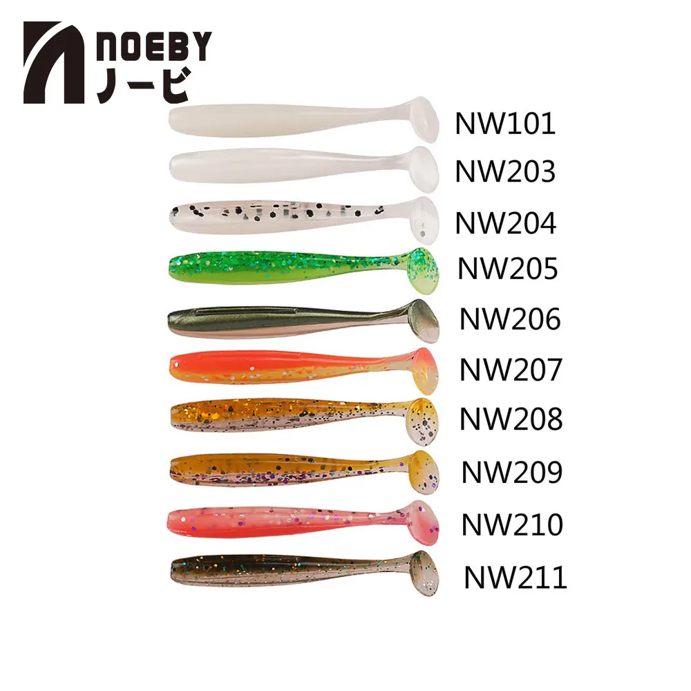6 шт./лот NOEBY Рыбалка мягкие приманки S3118 5/7/10 см Т хвост искусственные черви 10 Цвета
