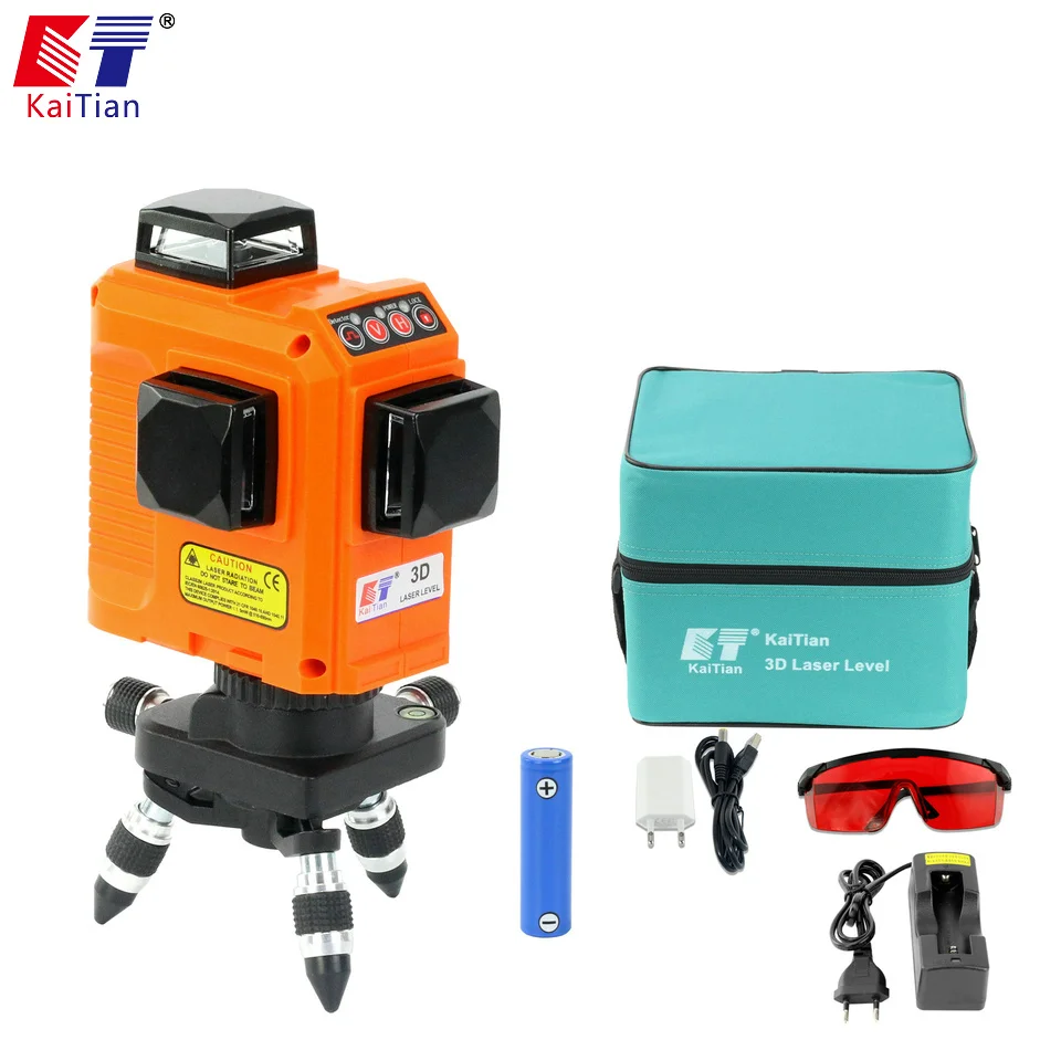 

KaiTian 12 Lines 3D Laser Levels Professional Lasers Beam Vertical 360 Horizontal Self-Leveling Cross Red Lazer Nivel Level Tool