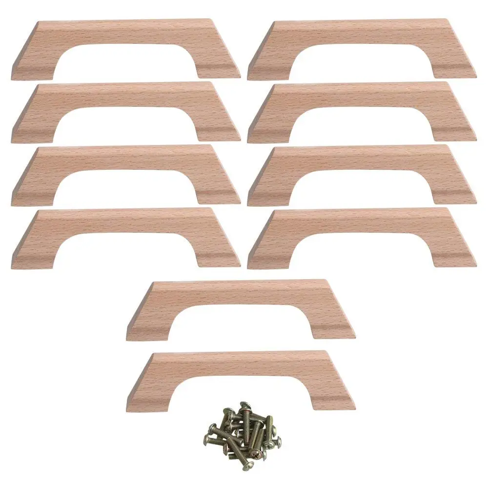 

10PCS Wood Unfinished Drawer Pulls Handles - Kitchen Cabinets Furniture Dresser Wardrobe Cupboard Drawer Knobs Pulls Handles