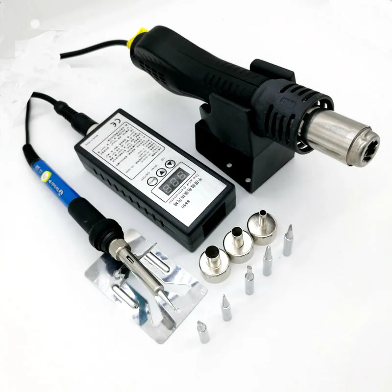 

60W Temperature Adjustable Electric Welding Solder Soldering Iron+ 8858 BGA Rework Solder Station Hot Air Adjustable Heat Gun