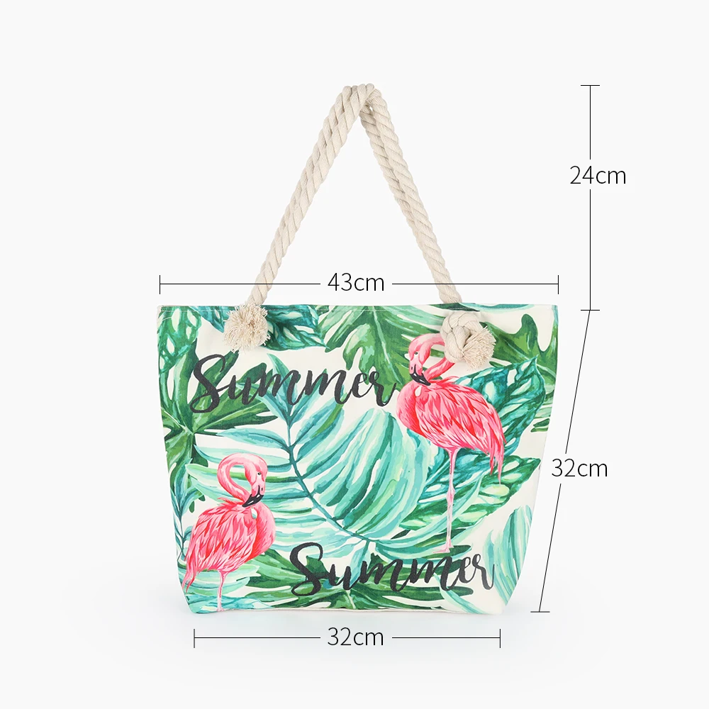 Горячая Распродажа, Повседневная сумка с принтом фламинго, женские холщовые пляжные сумки, высокое качество, женские сумки на одно плечо, женская сумка-тоут BB196