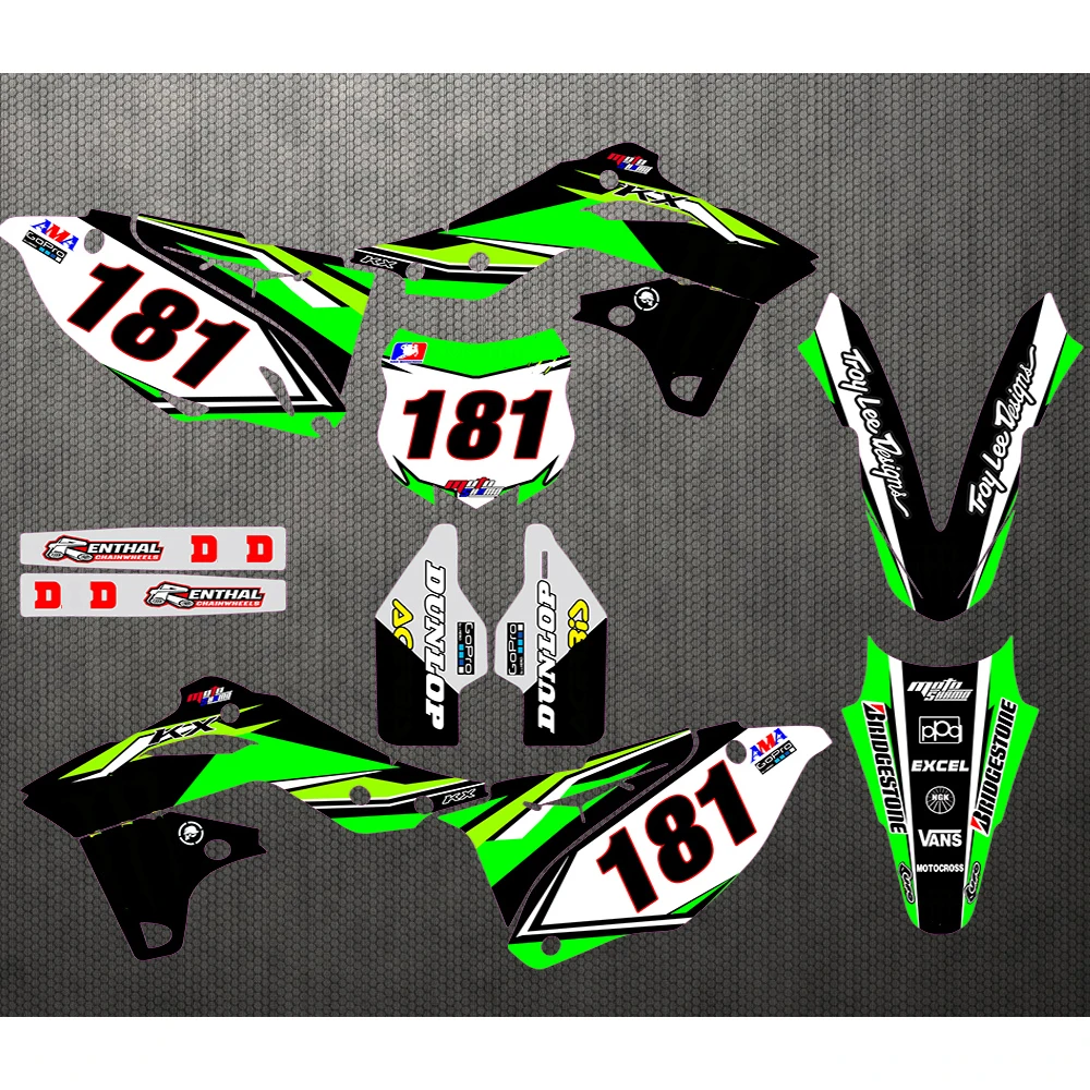 

Customized Number Gloss TEAM GRAPHICS&BACKGROUNDS DECALS STICKERS for Kawasaki KXF250 KX250F 2013 2014 2015 2016 KX 250