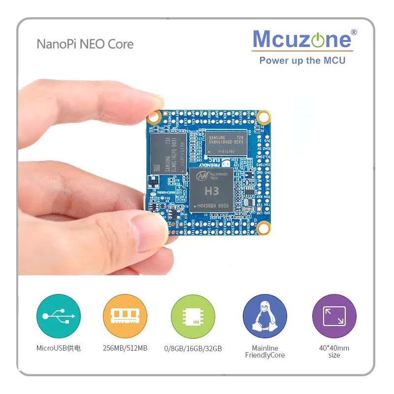 

Friendlyarm NanoPi NEO Core 256Mb/512Mb Allwinner H3, Quad-core Cortex-A7 UbuntuCore with mainline kernel 4.x.y