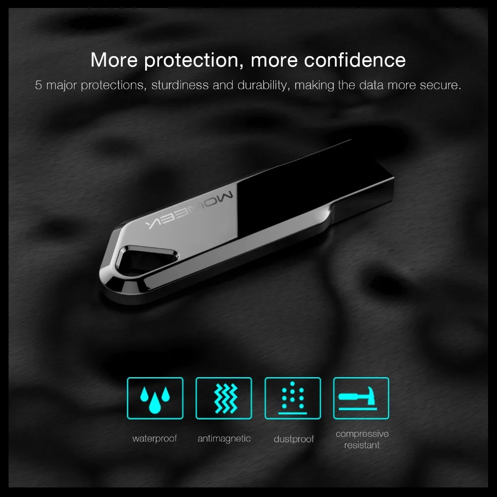 Moweek бизнес USB флеш накопитель 16 ГБ 32 64 128 cle usb 2 0 карта памяти металлическая ручка